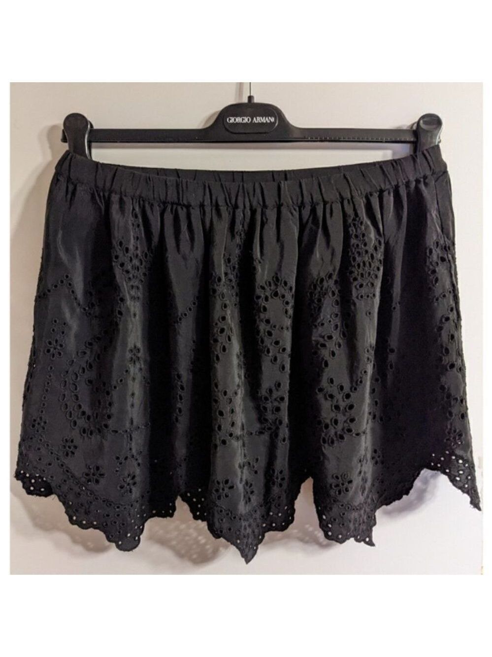 Ulla Johnson | Flo Silk Eyelet Mini Skirt in Raven